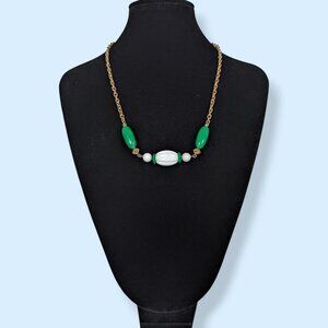 (2/$20) Vintage Avon 1970's Green & White Beaded Necklace